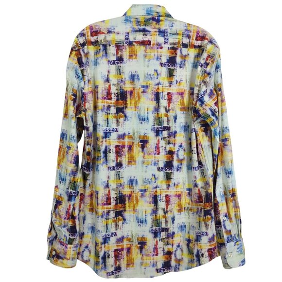 1 like no other long sleeve button front abstract colorful Men's shirt size M - Picture 2 of 16